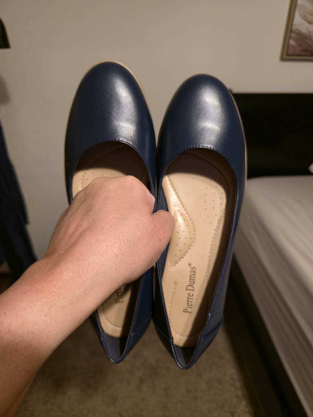 Womens Navy Slip-On Flats